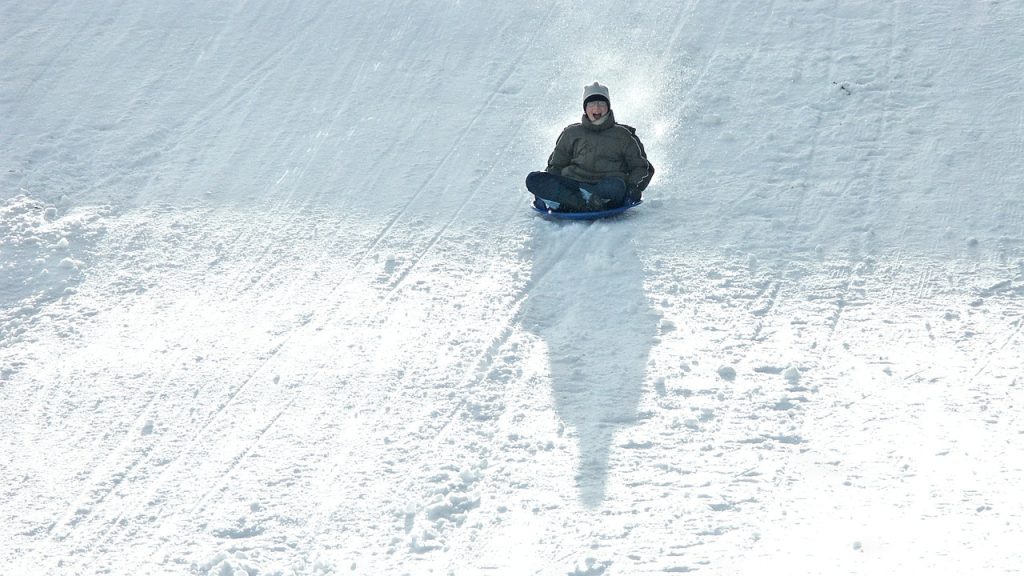 winter, toboggan, sleigh ride